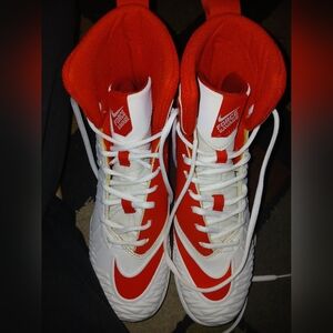 Red and white soccer/football nike cleats